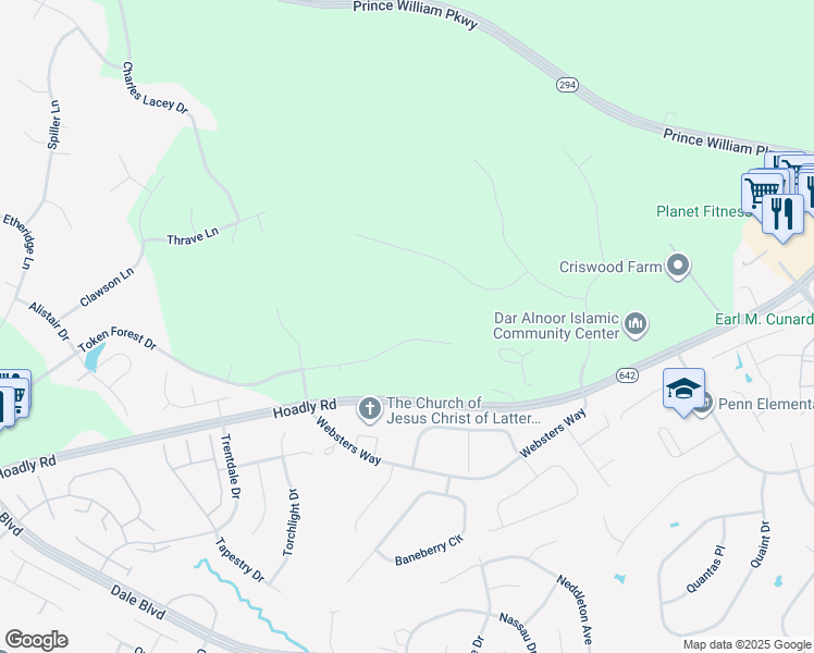 map of restaurants, bars, coffee shops, grocery stores, and more near 5964 Maxfield Ct in Manassas