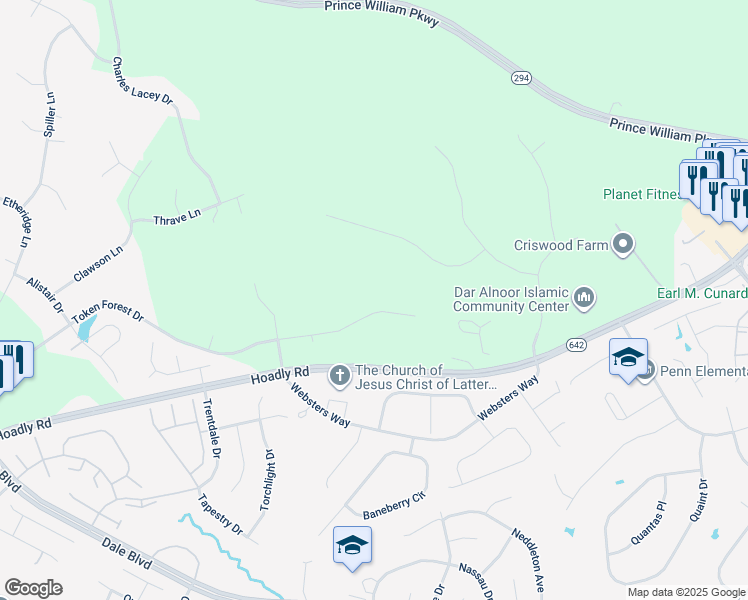 map of restaurants, bars, coffee shops, grocery stores, and more near 5964 Maxfield Ct in Manassas