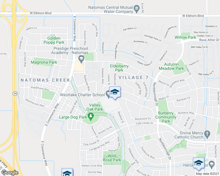 map of restaurants, bars, coffee shops, grocery stores, and more near 2662 Kalamer Street in Sacramento