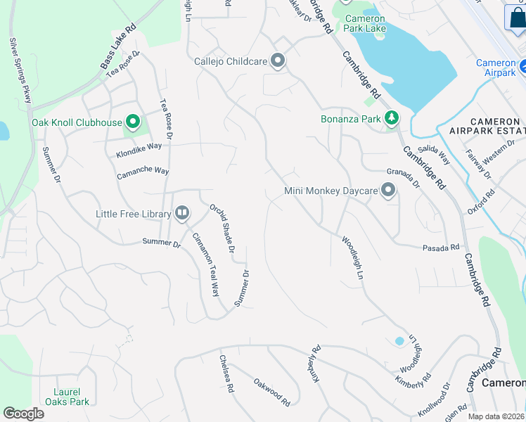 map of restaurants, bars, coffee shops, grocery stores, and more near 3240 Rancho Tierra Court in Cameron Park