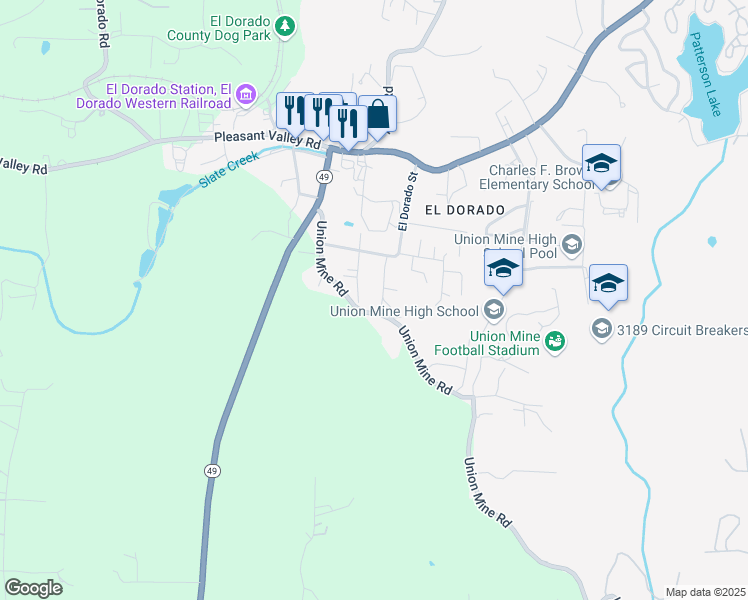 map of restaurants, bars, coffee shops, grocery stores, and more near 4813 Fall Street in Diamond Springs