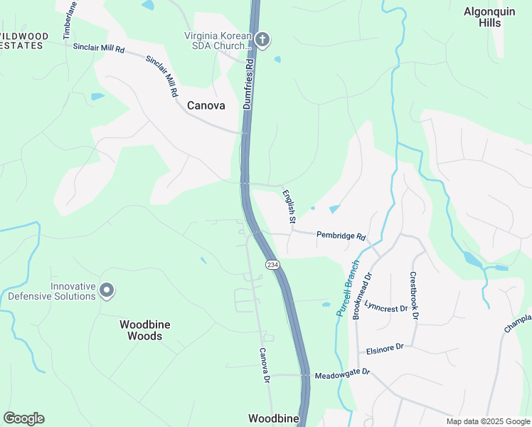 map of restaurants, bars, coffee shops, grocery stores, and more near 12707 Dumfries Road in Manassas