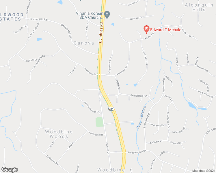 map of restaurants, bars, coffee shops, grocery stores, and more near 12707 Dumfries Road in Manassas