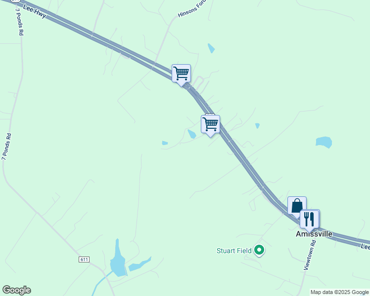 map of restaurants, bars, coffee shops, grocery stores, and more near 32 Dominion Lane in Amissville
