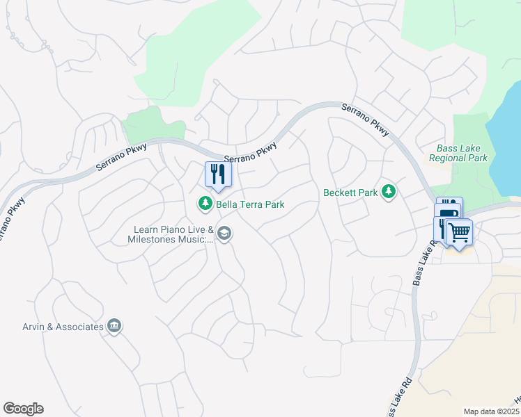 map of restaurants, bars, coffee shops, grocery stores, and more near 3419 Archetto Drive in El Dorado Hills
