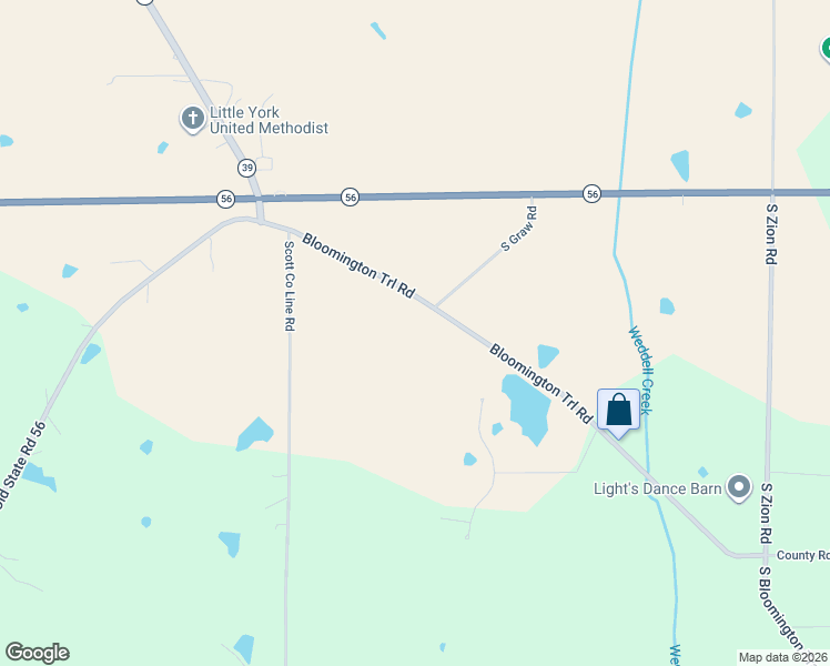 map of restaurants, bars, coffee shops, grocery stores, and more near 928 South Bloomington Trail Road in Scottsburg