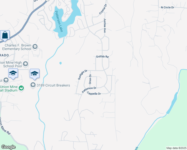 map of restaurants, bars, coffee shops, grocery stores, and more near 440 Cappella Drive in Diamond Springs