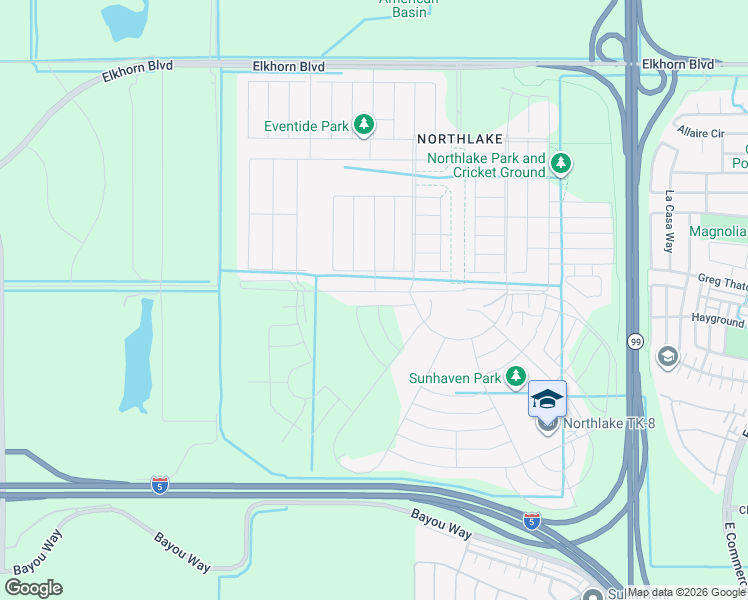 map of restaurants, bars, coffee shops, grocery stores, and more near 3900 West Elkhorn Boulevard in Sacramento