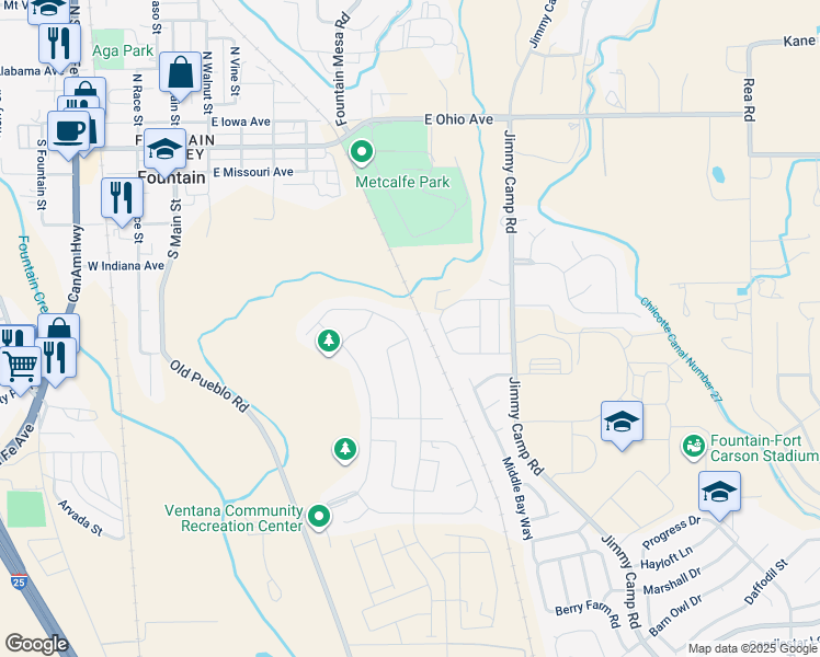map of restaurants, bars, coffee shops, grocery stores, and more near 10683 Traders Parkway in Fountain