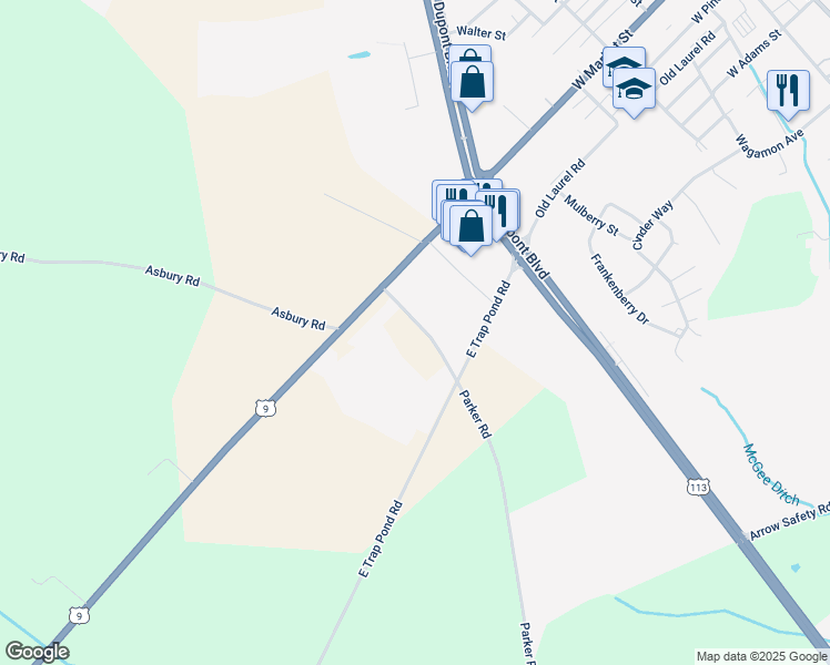 map of restaurants, bars, coffee shops, grocery stores, and more near 22606 Little Street in Georgetown