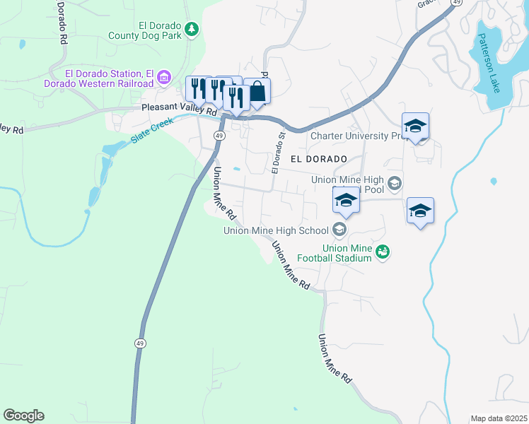 map of restaurants, bars, coffee shops, grocery stores, and more near 4813 Fall Street in Diamond Springs