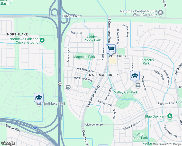 map of restaurants, bars, coffee shops, grocery stores, and more near 5506 Sagpond Way in Sacramento