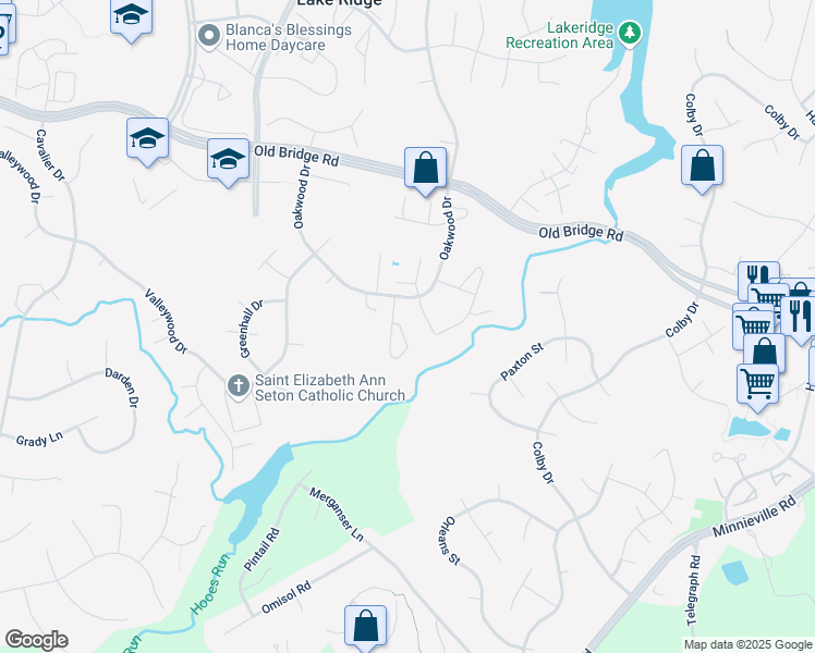 map of restaurants, bars, coffee shops, grocery stores, and more near 12663 Castile Court in Woodbridge