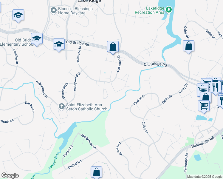 map of restaurants, bars, coffee shops, grocery stores, and more near 12660 Dulcinea Place in Woodbridge