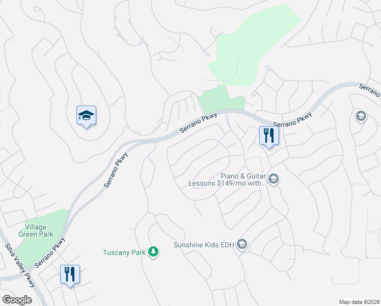 map of restaurants, bars, coffee shops, grocery stores, and more near 6047 Brogan Way in El Dorado Hills