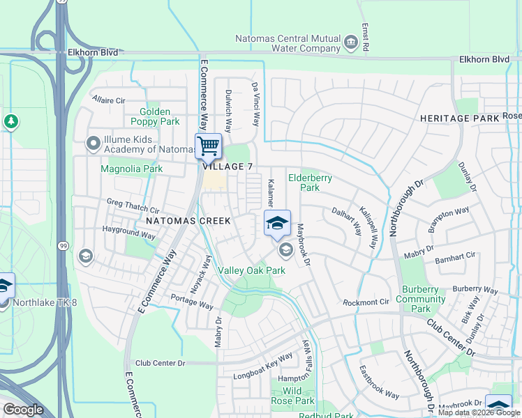 map of restaurants, bars, coffee shops, grocery stores, and more near 301 Picasso Circle in Sacramento