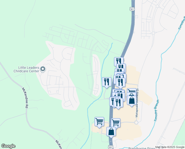 map of restaurants, bars, coffee shops, grocery stores, and more near 15548 General Lafayette Boulevard in Brandywine