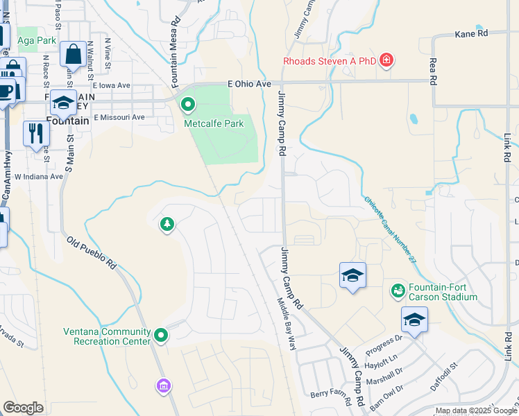 map of restaurants, bars, coffee shops, grocery stores, and more near 10524 Wells Point in Fountain