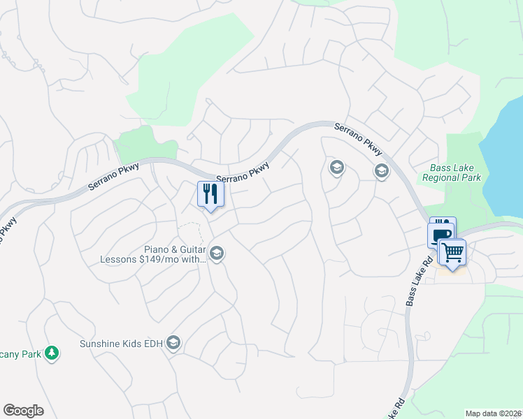 map of restaurants, bars, coffee shops, grocery stores, and more near 4298 Rimini Way in El Dorado Hills
