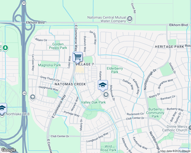 map of restaurants, bars, coffee shops, grocery stores, and more near 3039 Magical Walk in Sacramento