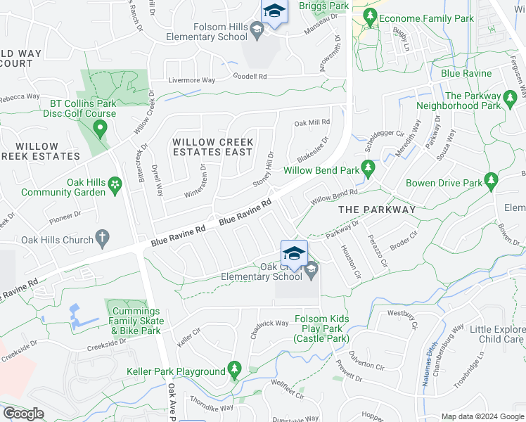 map of restaurants, bars, coffee shops, grocery stores, and more near 1153 Kingfisher Circle in Folsom