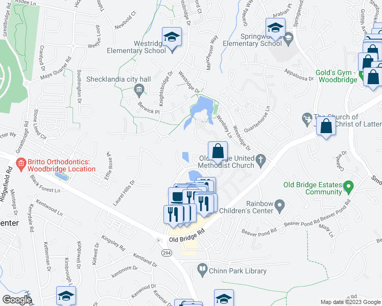 map of restaurants, bars, coffee shops, grocery stores, and more near 12868 Silvia Loop in Woodbridge