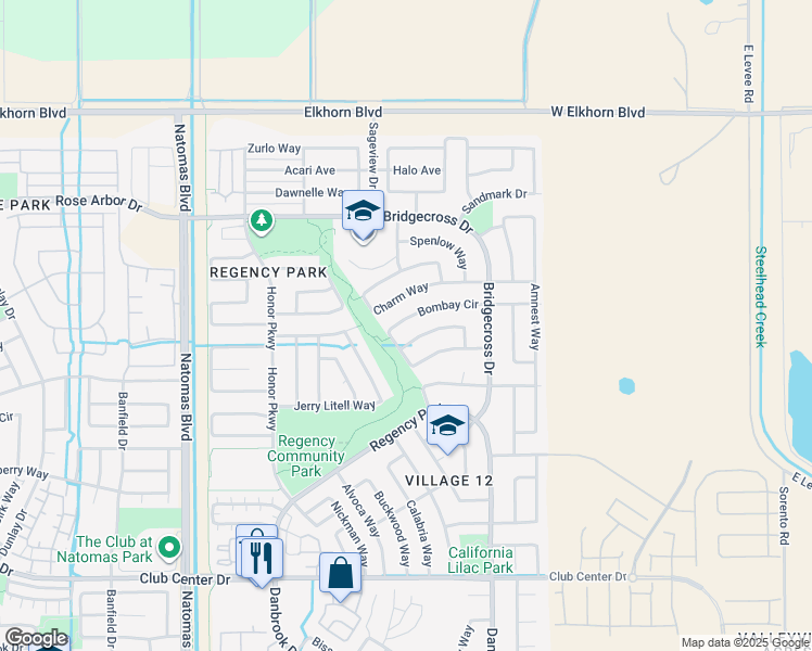 map of restaurants, bars, coffee shops, grocery stores, and more near 330 Bombay Circle in Sacramento