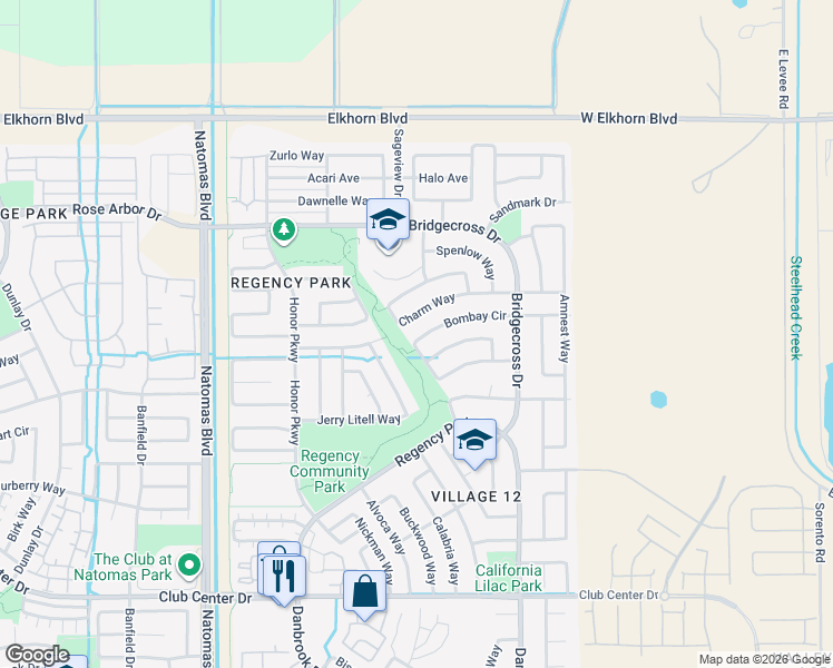 map of restaurants, bars, coffee shops, grocery stores, and more near 1810 Charm Way in Sacramento