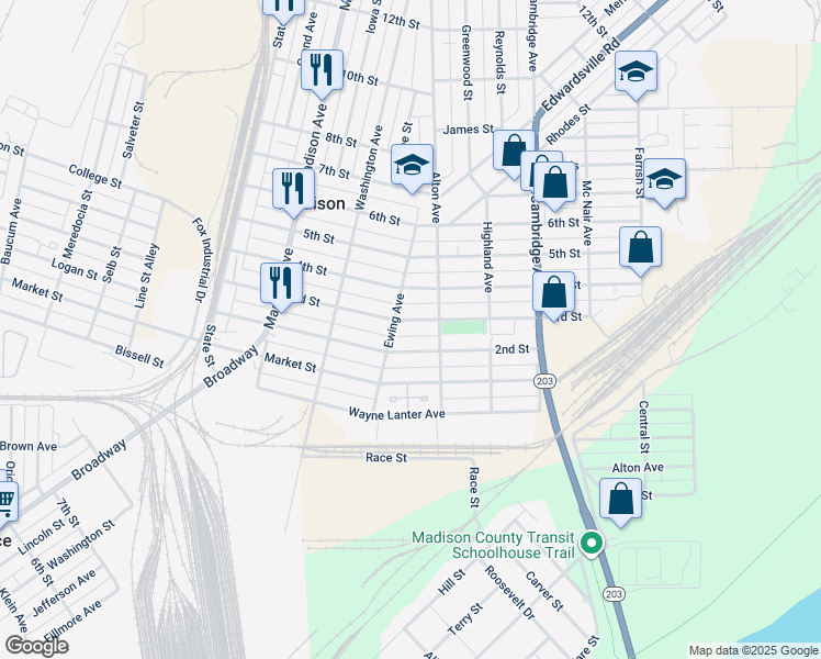 map of restaurants, bars, coffee shops, grocery stores, and more near 1665 3rd Street in Madison