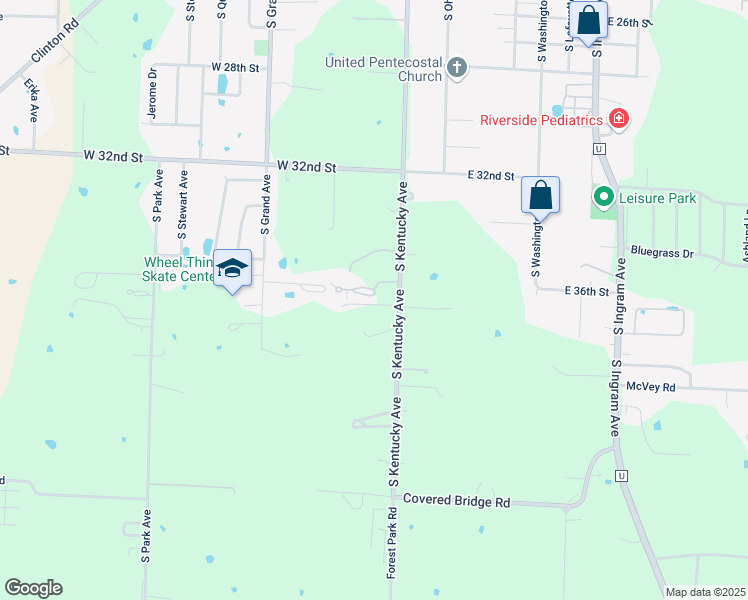 map of restaurants, bars, coffee shops, grocery stores, and more near 305 West 36th Street Terrace in Sedalia