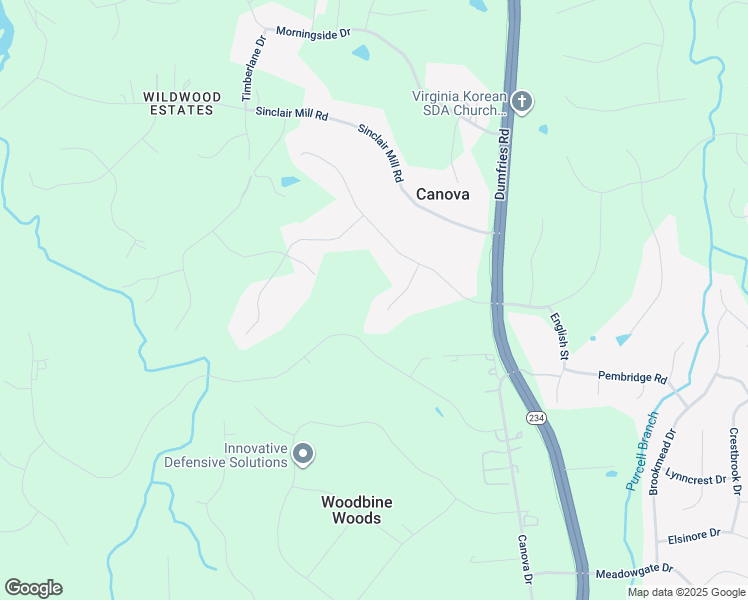 map of restaurants, bars, coffee shops, grocery stores, and more near 8070 Lilac Street in Manassas