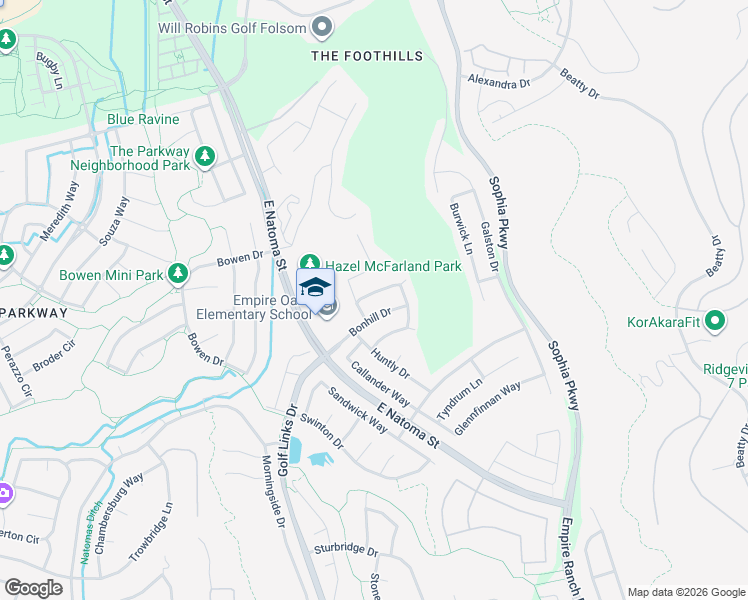 map of restaurants, bars, coffee shops, grocery stores, and more near 1853 Ardfern Way in Folsom