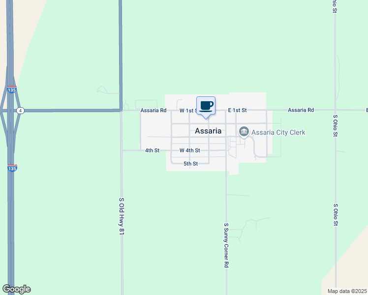 map of restaurants, bars, coffee shops, grocery stores, and more near 216 West 4th Street in Assaria
