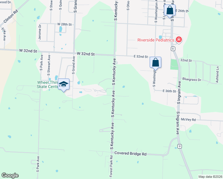 map of restaurants, bars, coffee shops, grocery stores, and more near 305 West 36th Street Terrace in Sedalia