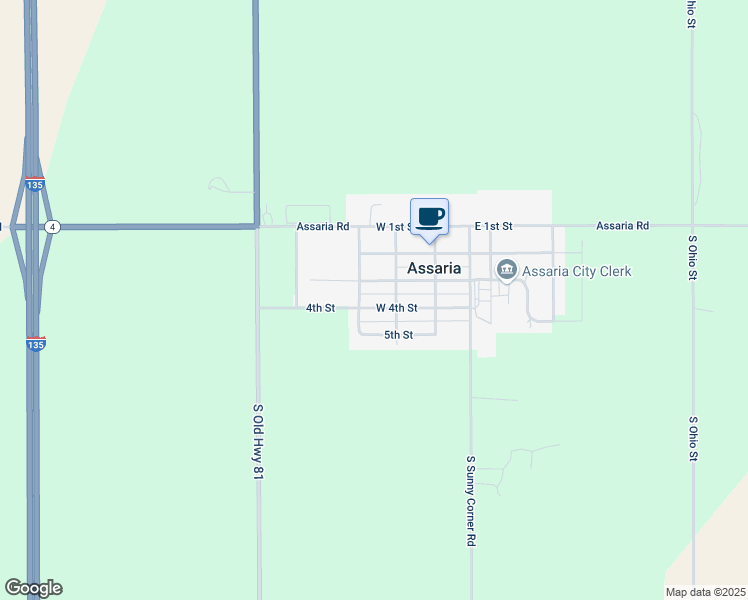 map of restaurants, bars, coffee shops, grocery stores, and more near 216 West 4th Street in Assaria