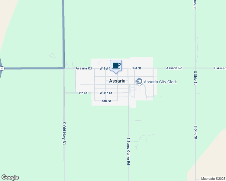 map of restaurants, bars, coffee shops, grocery stores, and more near 120 W 4th St in Assaria