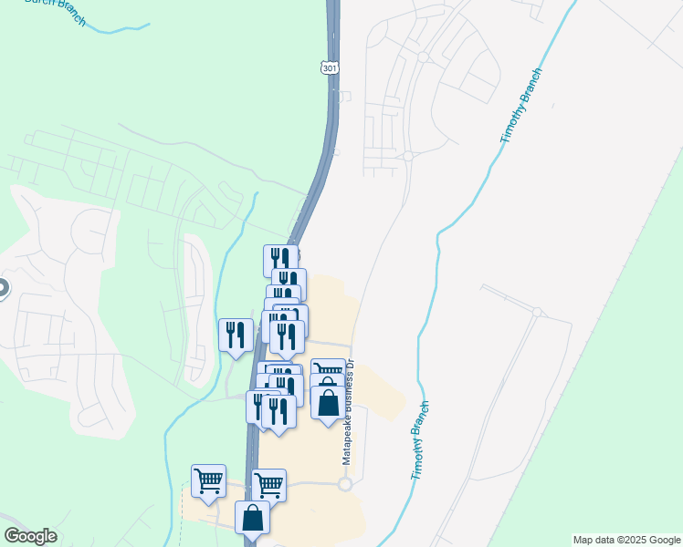 map of restaurants, bars, coffee shops, grocery stores, and more near 7800 Matapeake Business Drive in Brandywine