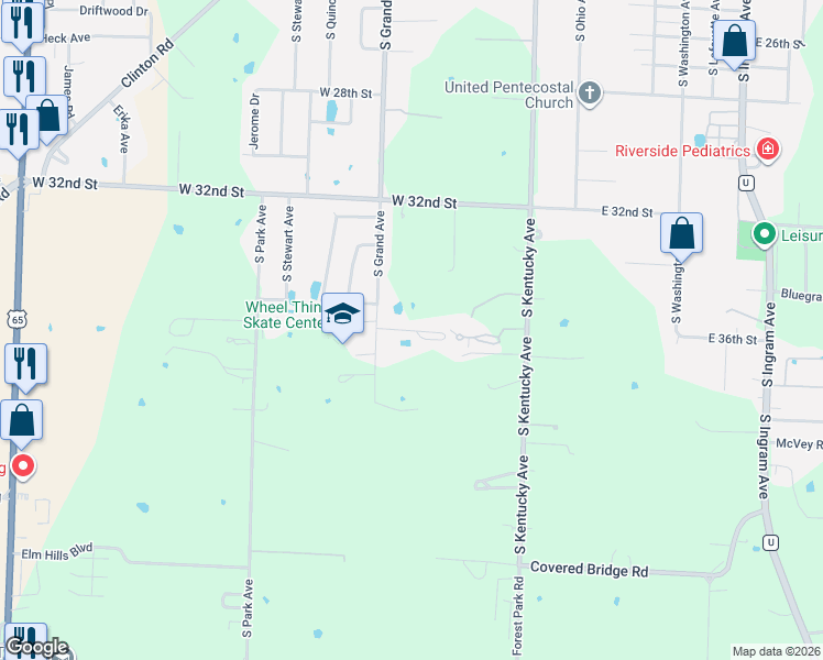 map of restaurants, bars, coffee shops, grocery stores, and more near 3505 South Grand Avenue in Sedalia