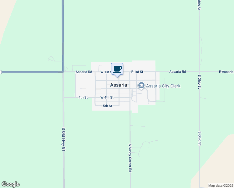 map of restaurants, bars, coffee shops, grocery stores, and more near 120 W 4th St in Assaria