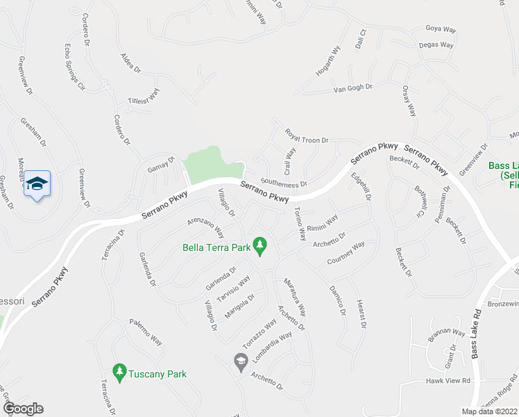 map of restaurants, bars, coffee shops, grocery stores, and more near 3204 Rapallo Place in El Dorado Hills