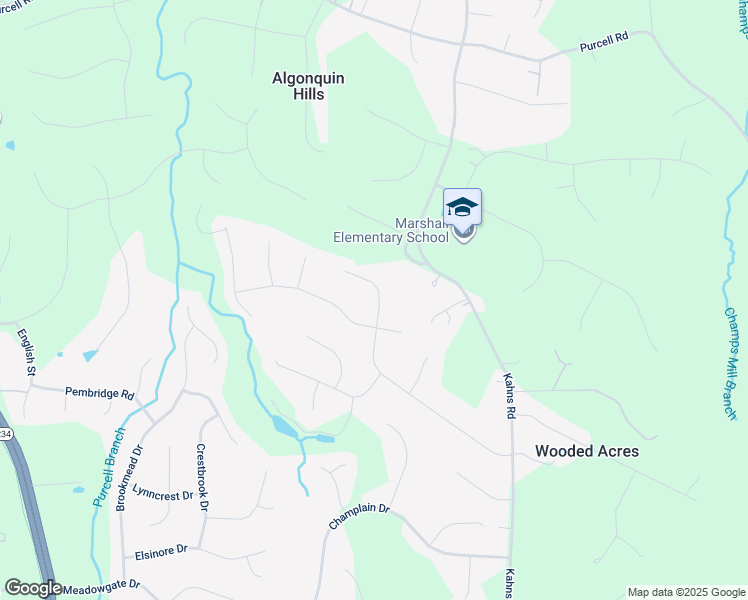 map of restaurants, bars, coffee shops, grocery stores, and more near 7251 Ridgeway Drive in Manassas