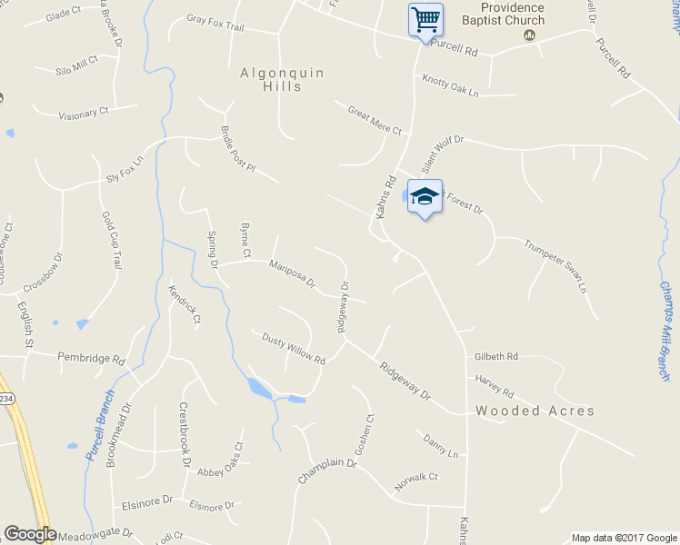 map of restaurants, bars, coffee shops, grocery stores, and more near 7251 Ridgeway Drive in Manassas