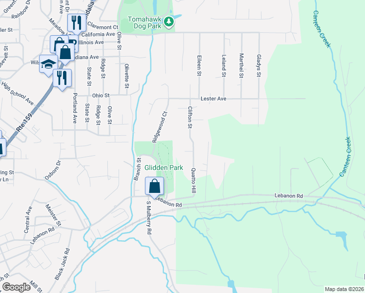 map of restaurants, bars, coffee shops, grocery stores, and more near 1113 Quatto Hill in Collinsville