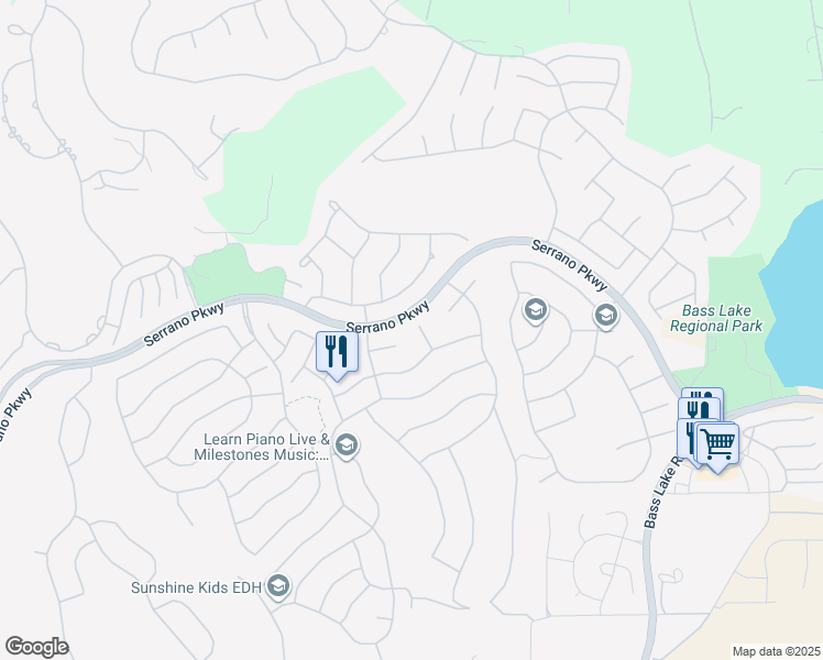 map of restaurants, bars, coffee shops, grocery stores, and more near 404 Cranston Court in El Dorado Hills