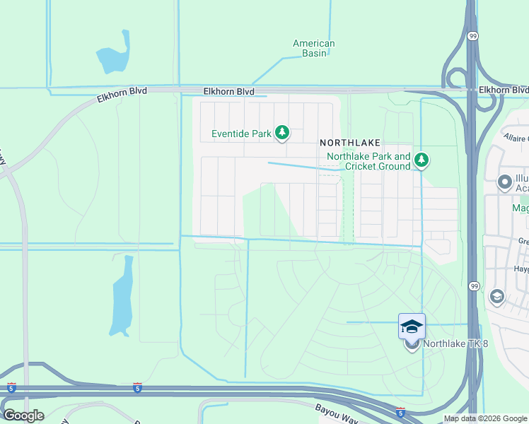 map of restaurants, bars, coffee shops, grocery stores, and more near 3900 West Elkhorn Boulevard in Sacramento