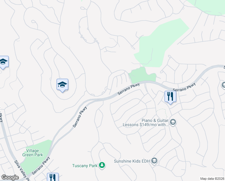 map of restaurants, bars, coffee shops, grocery stores, and more near 1083 Gamay Drive in El Dorado Hills