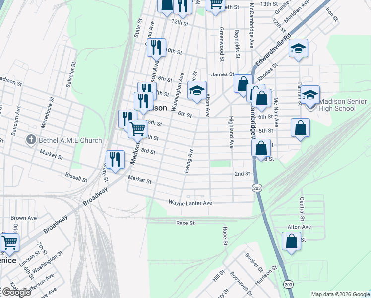 map of restaurants, bars, coffee shops, grocery stores, and more near 1625 4th Street in Madison