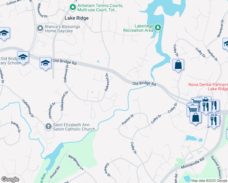 map of restaurants, bars, coffee shops, grocery stores, and more near 12760 Dulcinea Place in Woodbridge