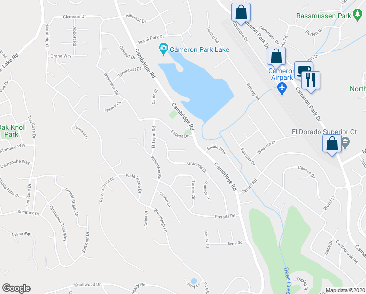 map of restaurants, bars, coffee shops, grocery stores, and more near 3061 Portillo Court in Shingle Springs