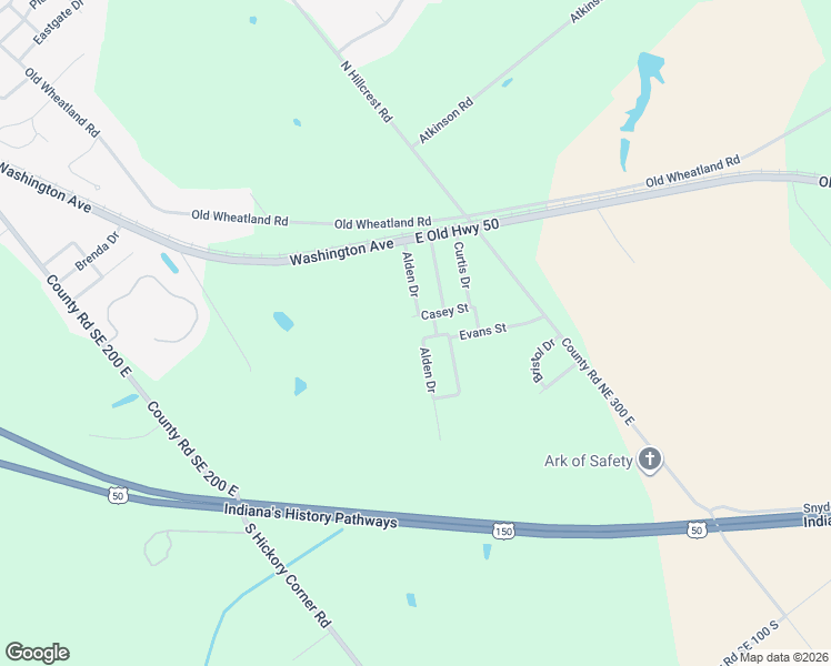 map of restaurants, bars, coffee shops, grocery stores, and more near 282 North Alden Drive in Vincennes